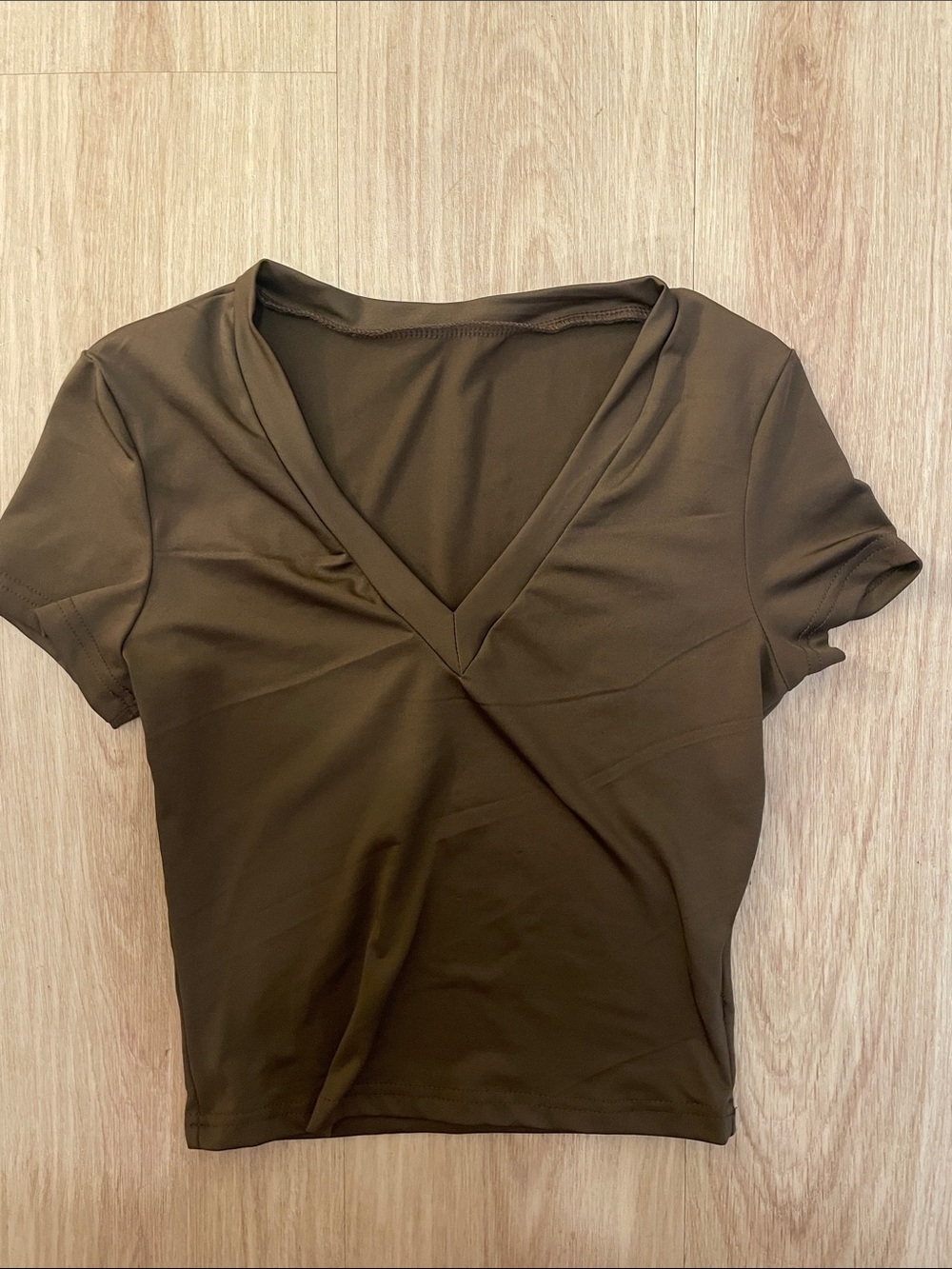 brown v necked crop top
